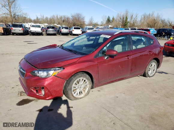 2017 Subaru Impreza Premium with VIN 4S3GTAD66H3750118, listed as a Copart auction lot 46899235 with 74,573 mi miles and Salvage Title. Bid and sale history available at carsss.com. Image 1.