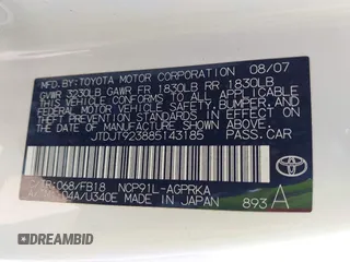 2008 Toyota Yaris с VIN JTDJT923885143185, выставлен на аукционе IAAI как лот 42447901 с пробегом 166 286 миль миль и . История ставок и продаж доступна на DreamBid. Изображение 9.