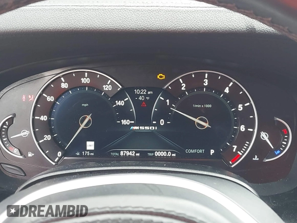 2018 BMW 5 Series M550i xDrive with VIN WBAJB9C59JB049114, listed as a IAAI auction lot 41543633 with 87,942 mi miles and . Bid and sale history available at carsss.com. Image 7.