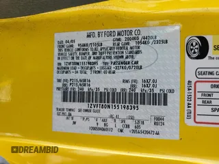 2005 Ford Mustang Deluxe с VIN 1ZVFT80N155198395, выставлен на аукционе Copart как лот 60481775 с пробегом 121 062 миль миль и Списание • Salvage title. История ставок и продаж доступна на DreamBid. Изображение 12.