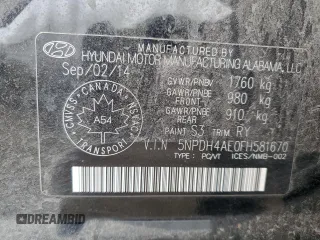 2015 Hyundai Elantra SE with VIN 5NPDH4AE0FH581670, listed as a Copart auction lot 53033405 with 151,470 mi miles and Clean Title. Bid and sale history available at DreamBid. Image 12.