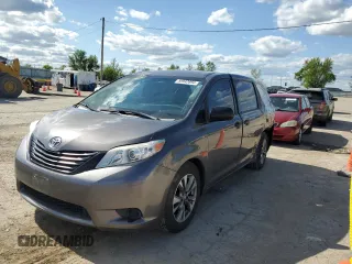 2017 Toyota Sienna L with VIN 5TDZZ3DC5HS818593, listed as a Copart auction lot 56942894 with 114,359 mi miles and Salvage Title. Bid and sale history available at carsss.com. Image 1.