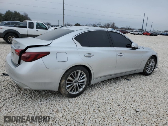 2020 Infiniti Q50 Luxe with VIN JN1EV7AP9LM207806, listed as a Copart auction lot 46036605 with 45,301 mi miles and Salvage Title. Bid and sale history available at DreamBid. Image 3.