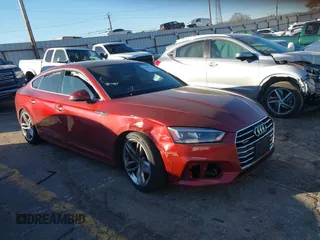 2019 Audi A5 Sportback Premium with VIN WAUANCF57KA054688, listed as a IAAI auction lot 41227350 with 1 mi miles. Bid and sale history available at carsss.com. Image 1.