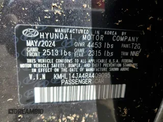 2024 Hyundai Sonata SEL z VIN KMHL14JA4RA409095, wystawiony jako Copart lot #53632675 z przebiegiem 11 619 mil mil oraz Szkoda całkowita • Salvage title. Historia ofert i sprzedaży dostępna na DreamBid. Obrazek 12.
