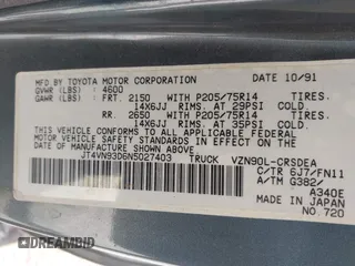 1992 Toyota Pickup z VIN JT4VN93D6N5027403, wystawiony jako IAAI lot #42402045 z przebiegiem 300 586 mil mil oraz . Historia ofert i sprzedaży dostępna na DreamBid. Obrazek 9.