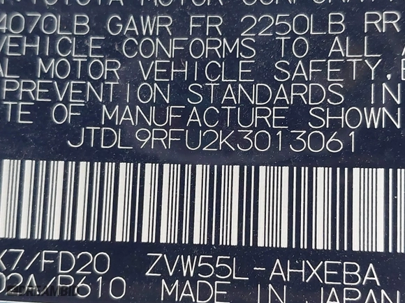 2019 Toyota Prius LE with VIN JTDL9RFU2K3013061, listed as a IAAI auction lot 41797721 with 122,721 mi miles. Bid and sale history available at carsss.com. Image 9.