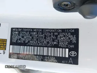 2005 Toyota Prius with VIN JTDKB20U853012517, listed as a IAAI auction lot 41996687 with 99,586 mi miles. Bid and sale history available at carsss.com. Image 9.
