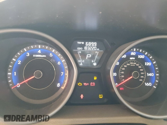 2013 Hyundai Elantra GLS with VIN KMHDH4AE4DU559122, listed as a Copart auction lot 62220825 with 183,220 mi miles and Clean title. Bid and sale history available at DreamBid. Image 9.