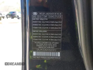 2010 Land Rover LR4 Lux with VIN SALAK2D42AA543913, listed as a IAAI auction lot 42039979 with 108,789 mi miles and . Bid and sale history available at DreamBid. Image 9.
