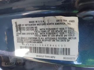 2004 Mitsubishi Endeavor XLS z VIN 4A4MN31S64E046597, wystawiony jako IAAI lot #41746848 z przebiegiem 196 053 mil mil oraz . Historia ofert i sprzedaży dostępna na DreamBid. Obrazek 9.