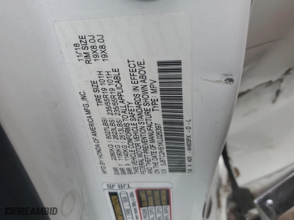 2019 Acura RDX w/Technology Pkg with VIN 5J8TC2H51KL026397, listed as a Copart auction lot 48173085 with 95,174 mi miles and Salvage Title. Bid and sale history available at carsss.com. Image 13.