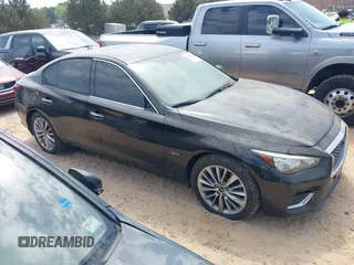 2018 Infiniti Q50 3.0t LUXE with VIN JN1EV7AR1JM611505, listed as a IAAI auction lot 42158718 with 111,495 mi miles. Bid and sale history available at carsss.com. Image 1.