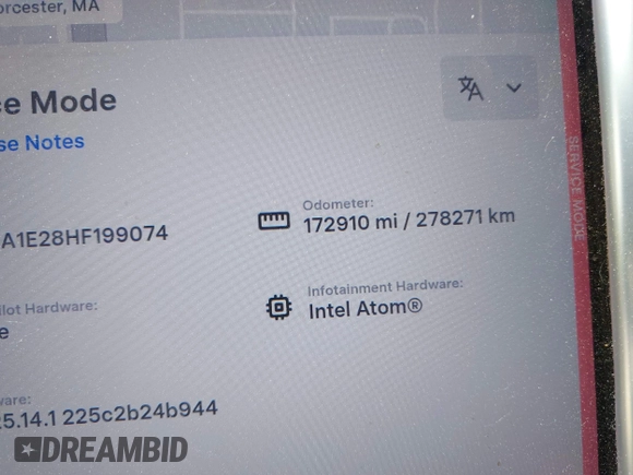 2017 Tesla Model S 100D z VIN 5YJSA1E28HF199074, wystawiony jako IAAI lot #42449671 z przebiegiem 172 910 mil mil oraz . Historia ofert i sprzedaży dostępna na DreamBid. Obrazek 7.