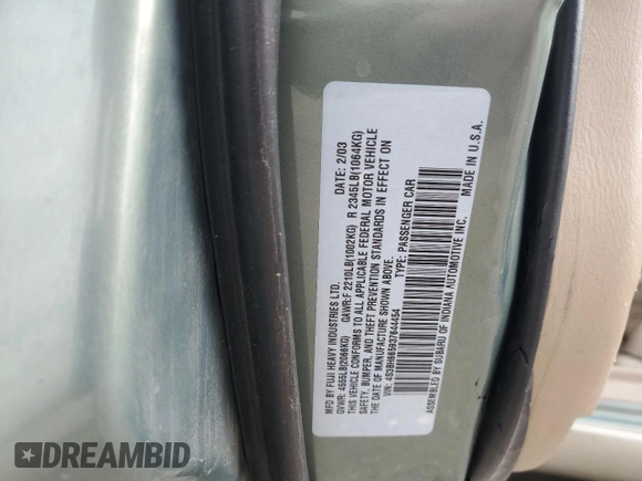 2003 Subaru Legacy Outback z VIN 4S3BH665937644454, wystawiony jako Copart lot #57404695 z przebiegiem 242 345 mil mil oraz Szkoda całkowita • Salvage title. Historia ofert i sprzedaży dostępna na DreamBid. Obrazek 12.