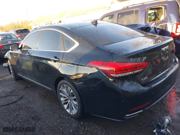 2017 Genesis G80 3.8L with VIN KMHGN4JE3HU204955, listed as a IAAI auction lot 41501931 with 83,519 mi miles. Bid and sale history available at carsss.com. Image 3.