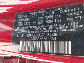 2024 Hyundai Elantra SE with VIN KMHLL4DG7RU844685, listed as a IAAI auction lot 42335520 with 2,534 mi miles and . Bid and sale history available at DreamBid. Image 9.