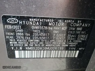 2021 Hyundai Santa Fe Hybrid Blue with VIN KM8S2DA16MU006199, listed as a Copart auction lot 49718764 with 41,671 mi miles. Bid and sale history available at carsss.com. Image 13.