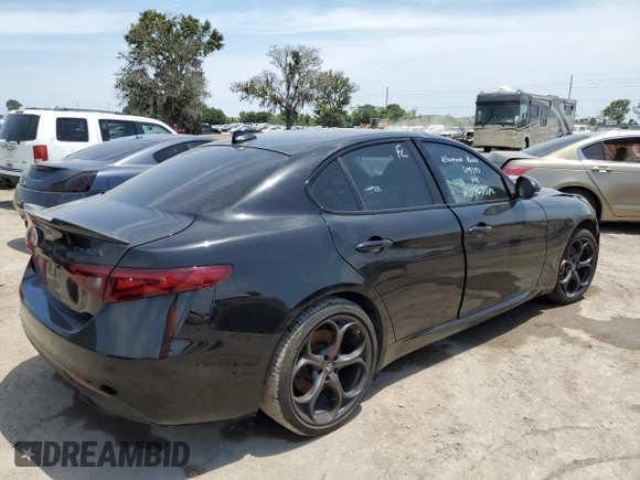 2019 Alfa Romeo Giulia Ti Sport with VIN ZARFAMBNXK7609393, listed as a Copart auction lot 50742143 with 0 mi miles. Bid and sale history available at carsss.com. Image 3.