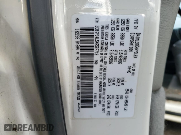2004 Chrysler Town & Country Limited with VIN 2C8GP64L54R587713, listed as a Copart auction lot 83669444 with Not Provided miles and Salvage Title. Bid and sale history available at DreamBid. Image 14.
