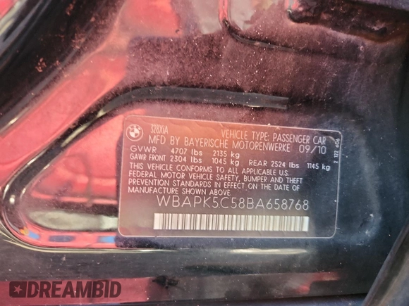 2011 BMW 3 Series 328i xDrive z VIN WBAPK5C58BA658768, wystawiony jako Copart lot #64387265 z przebiegiem 94 577 mil mil oraz Szkoda całkowita • Salvage title. Historia ofert i sprzedaży dostępna na DreamBid. Obrazek 12.