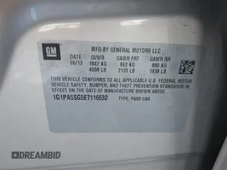 2014 Chevrolet Cruze LS with VIN 1G1PA5SG5E7116532, listed as a IAAI auction lot 41915374 with 143,893 mi miles and . Bid and sale history available at DreamBid. Image 9.