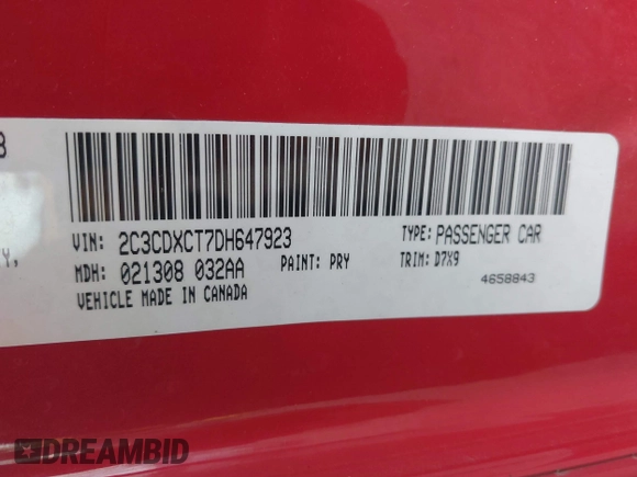 2013 Dodge Charger RT with VIN 2C3CDXCT7DH647923, listed as a IAAI auction lot 41934831 with 136,015 mi miles. Bid and sale history available at carsss.com. Image 9.