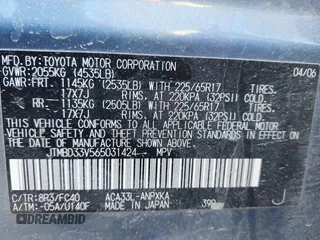 2006 Toyota RAV4 with VIN JTMBD33V565031424, listed as a IAAI auction lot 41457049 with 207,715 mi miles. Bid and sale history available at carsss.com. Image 9.