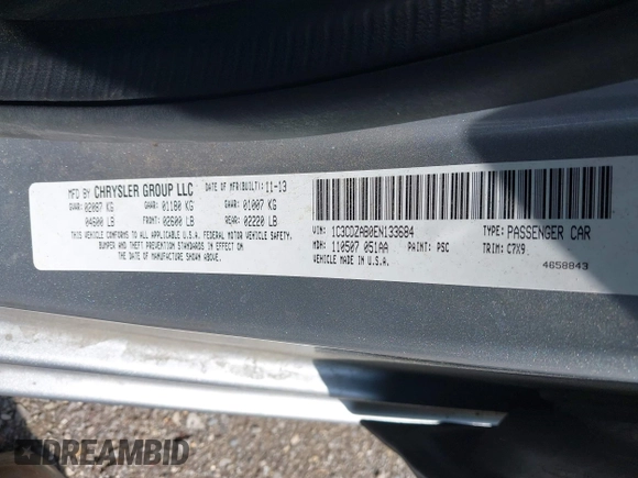 2014 Dodge Avenger SE with VIN 1C3CDZAB0EN133684, listed as a IAAI auction lot 41923432 with 158,771 mi miles and . Bid and sale history available at DreamBid. Image 9.