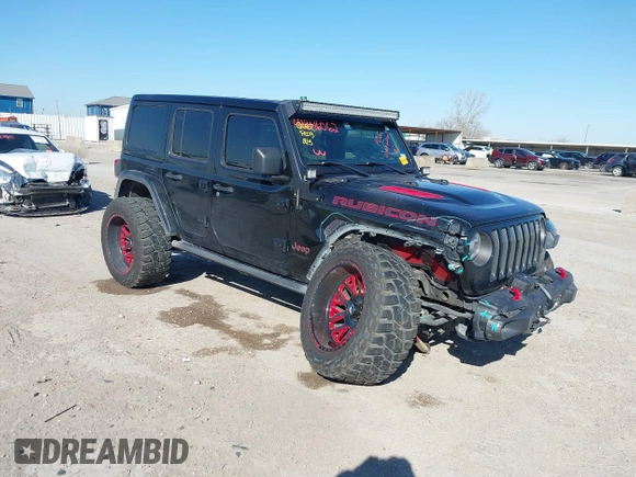 2018 Jeep Wrangler Unlimited Rubicon z VIN 1C4HJXFGXJW108766, wystawiony jako IAAI lot #41846062 z przebiegiem 96 791 mil mil oraz . Historia ofert i sprzedaży dostępna na DreamBid. Obrazek 1.