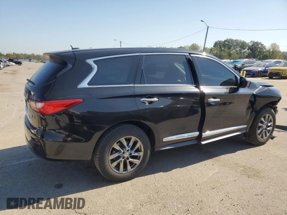 2013 Infiniti JX35 with VIN 5N1AL0MM2DC333731, listed as a Copart auction lot 74307604 with 121,310 mi miles and Salvage Title. Bid and sale history available at carsss.com. Image 3.