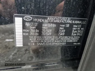 2023 Hyundai Santa Fe Hybrid SEL Premium with VIN 5NMS3DA11PH009489, listed as a Copart auction lot 61459274 with 12,452 mi miles and Salvage Title. Bid and sale history available at carsss.com. Image 13.