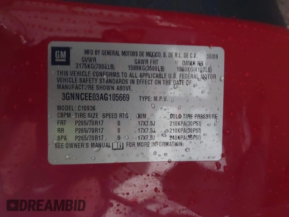 2010 Chevrolet Avalanche LS с VIN 3GNNCEE03AG105669, выставлен на аукционе IAAI как лот 42196345 с пробегом 135 364 миль миль и . История ставок и продаж доступна на DreamBid. Изображение 9.