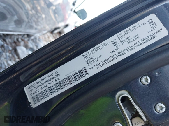 2021 Ram 1500 SLT z VIN 1C6RR7LG6MS532286, wystawiony jako IAAI lot #41609660 z przebiegiem 64 377 mil mil oraz . Historia ofert i sprzedaży dostępna na DreamBid. Obrazek 9.