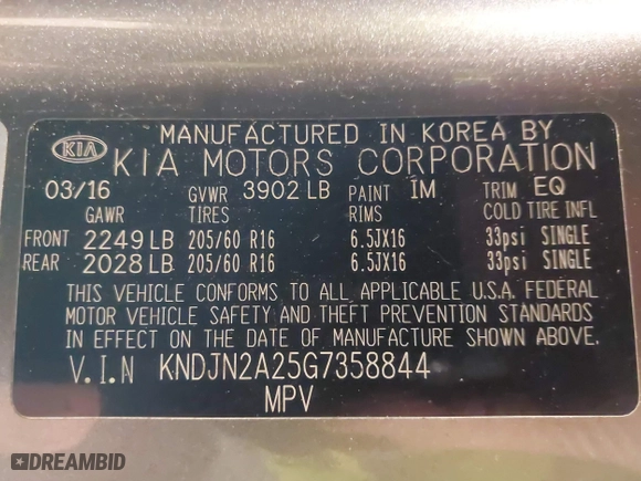 2016 Kia Soul with VIN KNDJN2A25G7358844, listed as a IAAI auction lot 41370917 with 99,498 mi miles. Bid and sale history available at carsss.com. Image 9.