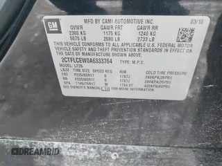 2010 GMC Terrain SLE-1 with VIN 2CTFLCEW0A6333764, listed as a IAAI auction lot 41410557 with 136,633 mi miles. Bid and sale history available at carsss.com. Image 9.