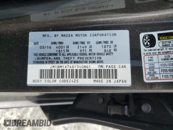 2016 Mazda Mazda3 i Grand Touring with VIN JM1BM1X74G1340861, listed as a Copart auction lot 51274095 with 21,003 mi miles and Clean Title. Bid and sale history available at carsss.com. Image 14.