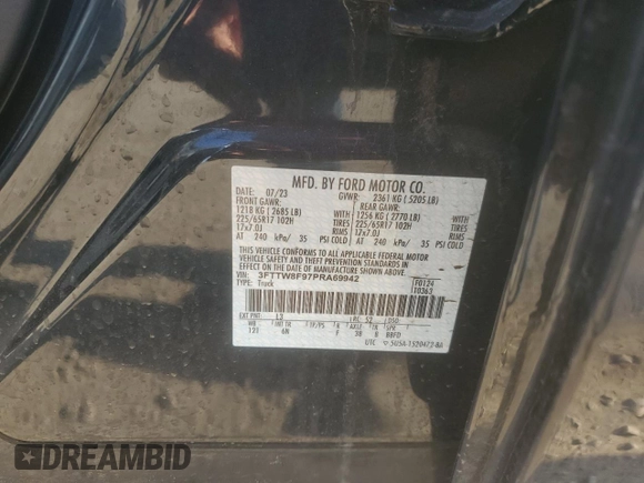 2023 Ford Maverick XL z VIN 3FTTW8F97PRA69942, wystawiony jako Copart lot #54572675 z przebiegiem 19 853 mil mil oraz Szkoda całkowita • Salvage title. Historia ofert i sprzedaży dostępna na DreamBid. Obrazek 13.