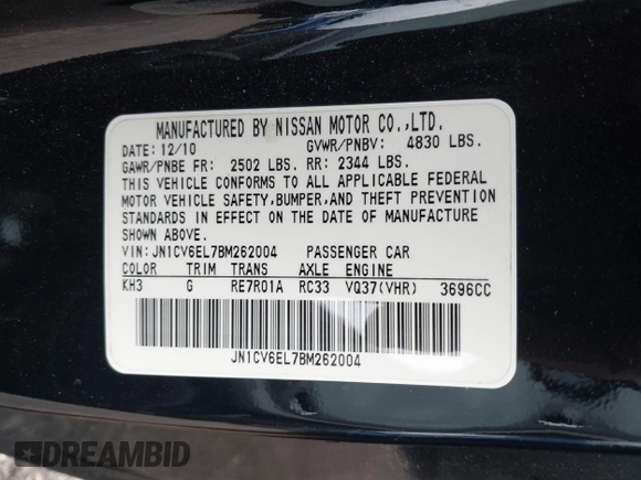 2011 Infiniti G37 x with VIN JN1CV6EL7BM262004, listed as a IAAI auction lot 41727817 with 88,081 mi miles and . Bid and sale history available at DreamBid. Image 9.