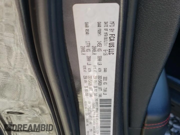 2016 Dodge Durango R/T with VIN 1C4SDJCT9GC485112, listed as a Copart auction lot 48109645 with 92,254 mi miles and Salvage title. Bid and sale history available at DreamBid. Image 14.
