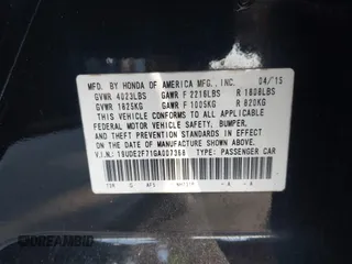 2016 Acura ILX w/Premium Pkg with VIN 19UDE2F71GA007368, listed as a IAAI auction lot 41458291 with 1 mi miles. Bid and sale history available at carsss.com. Image 9.