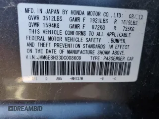 2013 Honda Fit with VIN JHMGE8H33DC008609, listed as a Copart auction lot 49320405 with 114,068 mi miles and Salvage Title. Bid and sale history available at carsss.com. Image 13.