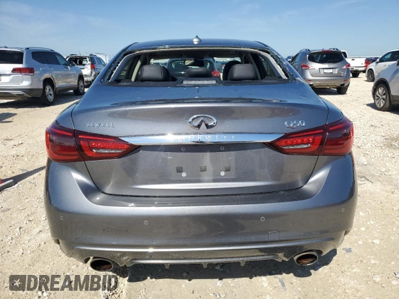 2021 Infiniti Q50 Luxe with VIN JN1EV7BP5MM702973, listed as a Copart auction lot 53355165 with 54,114 mi miles and Clean title. Bid and sale history available at DreamBid. Image 6.