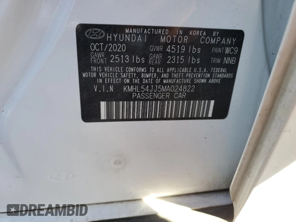 2021 Hyundai Sonata Hybrid Limited with VIN KMHL54JJ5MA024822, listed as a Copart auction lot 41741155 with 127,046 mi miles and Salvage Title. Bid and sale history available at carsss.com. Image 12.