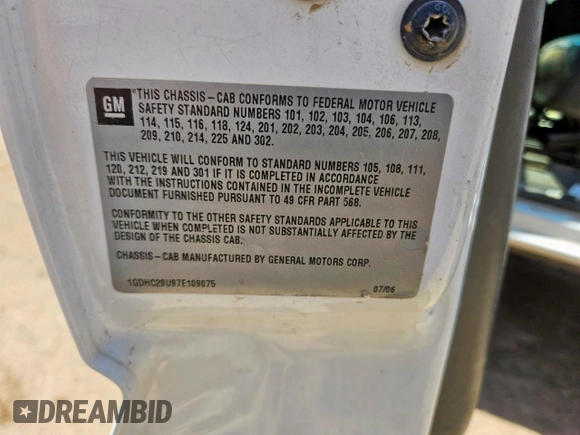 2007 GMC Sierra 2500HD Work Truck with VIN 1GDHC29U97E109075, listed as a Copart auction lot 62367145 with Not provided miles and Clean title. Bid and sale history available at DreamBid. Image 10.