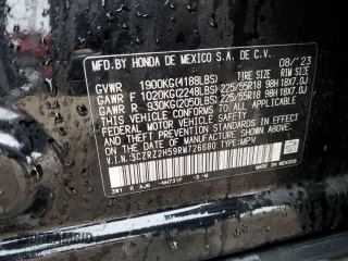 2024 Honda HR-V Sport with VIN 3CZRZ2H59RM726680, listed as a Copart auction lot 55129335 with 15,435 mi miles and Salvage title. Bid and sale history available at DreamBid. Image 12.