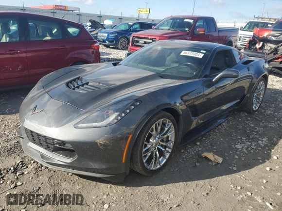 2017 Chevrolet Corvette Z06 3LZ with VIN 1G1YU2D64H5605132, listed as a Copart auction lot 86913304 with 57,490 mi miles and Salvage Title. Bid and sale history available at carsss.com. Image 1.