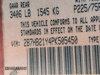 1993 Dodge Cargo with VIN 2B7HB21Y4PK505450, listed as a IAAI auction lot 42082006 with 68,945 mi miles. Bid and sale history available at carsss.com. Image 9.