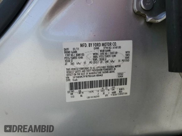 2011 Ford Explorer Limited с VIN 1FMHK7F87BGA18942, выставлен на аукционе Copart как лот 64548645 с пробегом 163 295 миль миль и Списание • Salvage title. История ставок и продаж доступна на DreamBid. Изображение 13.