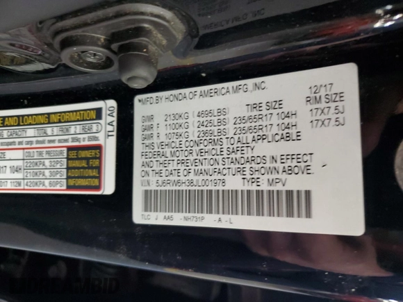 2018 Honda CR-V LX with VIN 5J6RW6H38JL001978, listed as a Copart auction lot 47803315 with 83,669 mi miles and Salvage Title. Bid and sale history available at carsss.com. Image 13.